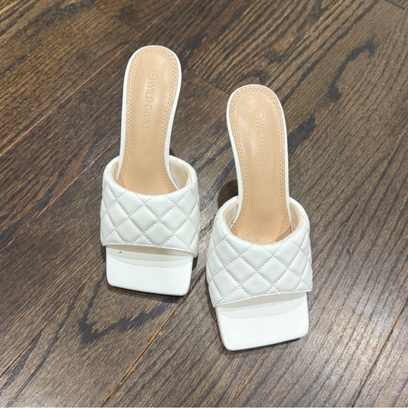Quilted Kitten Heels / Sandal / Mule - white - Picture 2 of 8